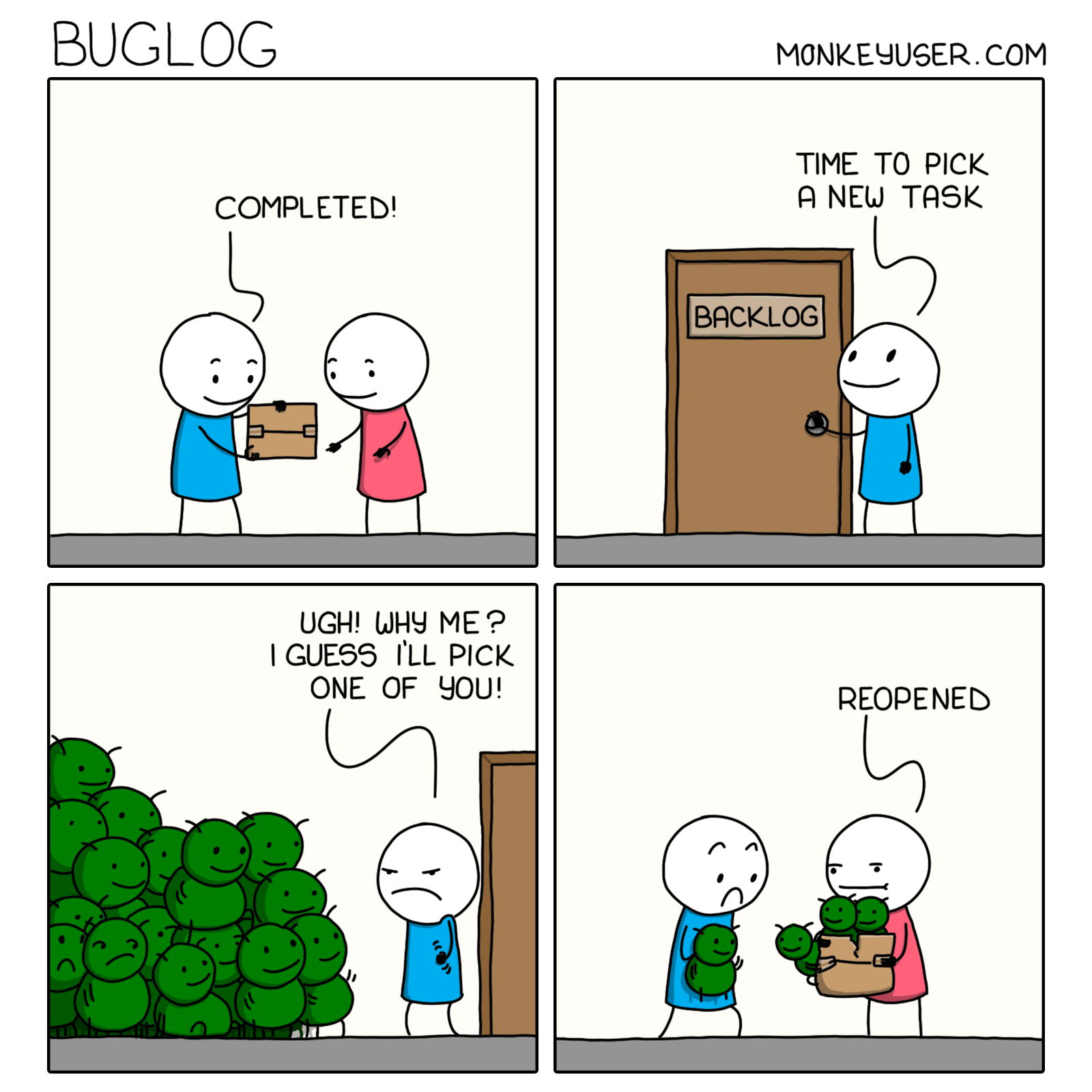 A monkeyuser comic on backlogs