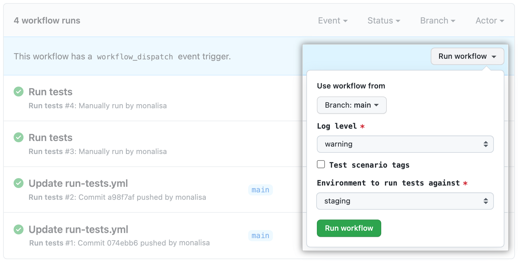 Workflow Dispatch Inputs